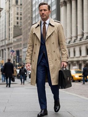 London Fog Tan Double-Breasted Trench Coat
